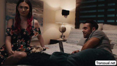 Shemale Natalie Stone lets her stepbrother bang her ass