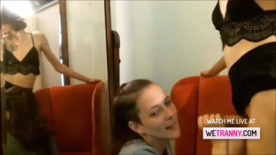 Trap sissy amateur fucks a girl