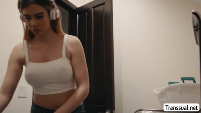 Curvy Trans Maid gets her ass rammed by her horny boss