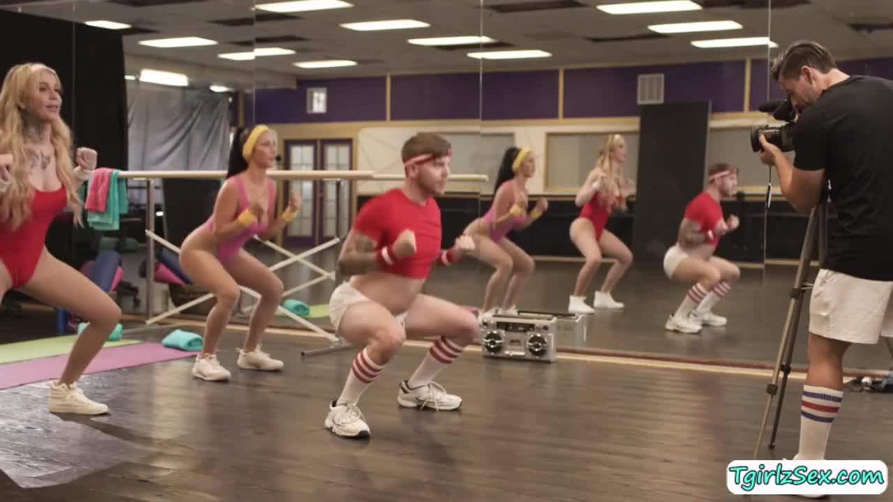 Watch Blonde trans babe gives her yoga partner a pussy pounding from behind Shemale Porn Videos | TranSexBig.