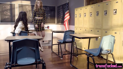 Kinky big booty tranny teacher Jessy Dubai rewarded by slutty teen students