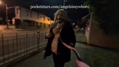 Gagged sissy maid hooker on the streets