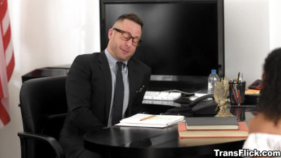 So hot! threesome anal sex at the office with principal Joel Someone