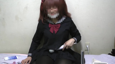 黒タイツ紺セーラーひののお射精アナニー