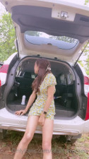 Outdoor car sex in Thailand, big cumshots