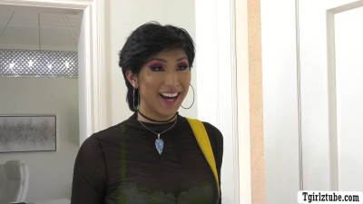 Busty shemale Pixi Lust spanked and barebacked by her stepdad