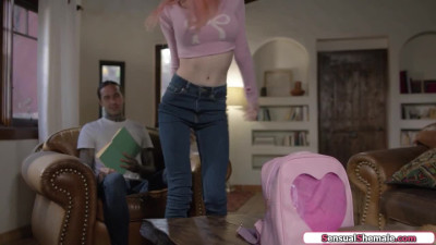Stepbrother gives bj and barebacks trans stepsister Mimi Oh