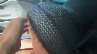 Brazilian Amateur T-girl Pleasuring her husband in the car