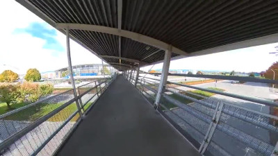 Crossdresser flashing in a train station