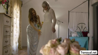 Shemale bride bangs the wet pussy of her slut bridesmaid