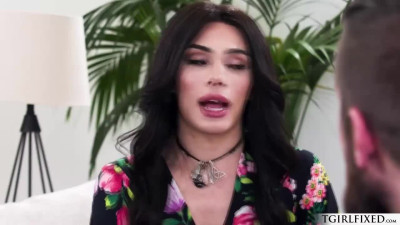 Small tits trans takes a cock in her tight ass and loves it