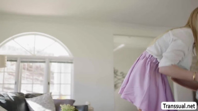 Sexy real estate agent licked and fucked by her TS customer
