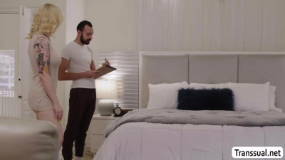 Sexy TS Gracie Jane bareback fucks her boyfriends wet ass