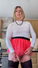 Sissy Sonia wanks and cums in tutu