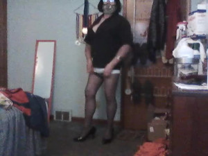 Shy mature crossdresser loves slutty clothes