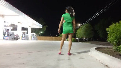 Transvestite Bianca shows off ass in public