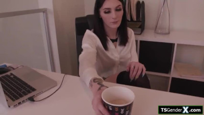 Employee gives bj to trans boss Nikki North to keep his