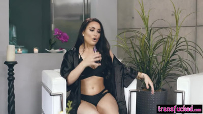 Hot big ass teen Gabi Paltrova pleased horny big cock shemale Natalie Mars