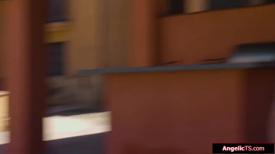 Busty tgirl Aubrey Kate upside down facefuck n bareback anal