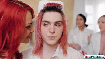 Shemale nurses seduce busty tgirl doctor n anal fuck to pass
