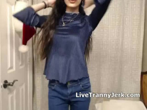 thin hot shemale showing off her gigantic cock