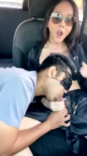 Hot Ladyboy Cum In Guys Mouth in Car