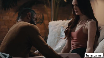 Stepdad lets his shemale stepdaughter bareback his wet ass