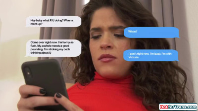 Trans mistress Ella Hollywood 3some anal with lover and wife