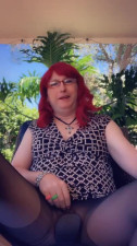 Pantyluvn sissy pantyhose play on patio