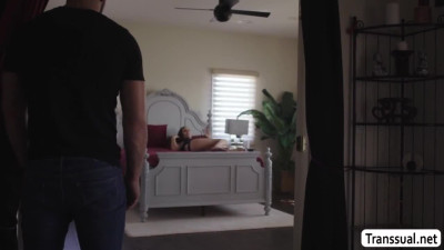 Milf shemale gets bareback fucked by her handsome stepson