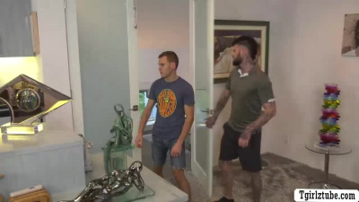 Perv shemale barebacked by stepbrother and his bestfriend
