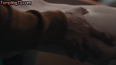 Busty TS barebacks BF ass after massage she gets from h