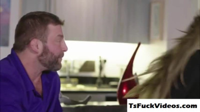 Tranny Khloe Kay gaping asshole suffs stepdads dick