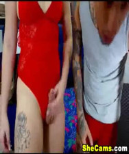 Chubby Tattooed Shemale Fuck Her Lover