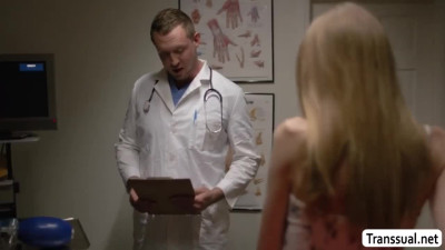 Skinny TS patient gets bareback fucked by her horny doctor