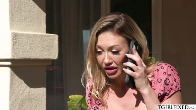 Busty shemale Angelina Please fucks female babe Adira Allure