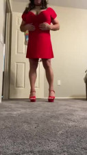 crossdresser red dress