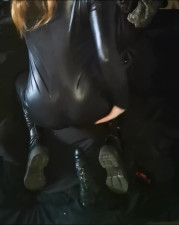 Latex Sissy Fucks Big Black Dildo