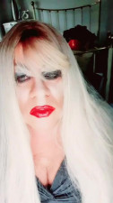 red lips smoking latex gloves