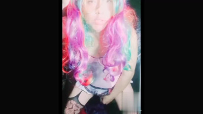 Femme ladyboy love fucking her toy