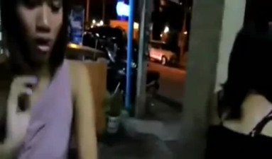 ladyboy jerks herself in public