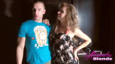 Sex trans girl Alessandra Blonde lets the tranny banger strip her and play with her cock