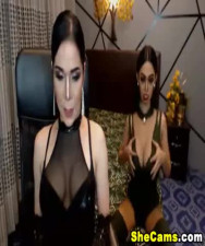Two Adorable Flirty Tranny Blow and Fuck Live