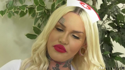 Hugetits nursing transgender breeded by patient after hj