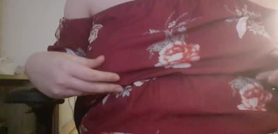 TS with giant natural tits gets wet playing with nipple
