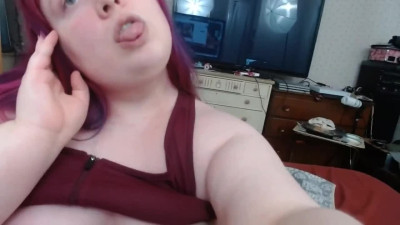 BBW Tranny Pinky Jerks Off and Cums