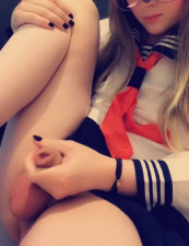 uncut trap in sailor uniform playing with soft cock