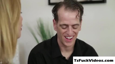 blonde Tranny Jenna Tales loads a bigdick up her ass 03