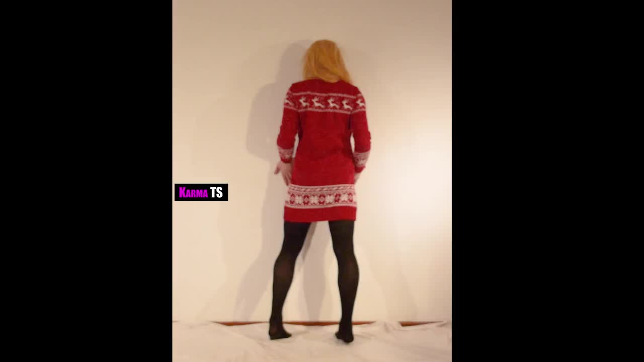 Watch Christmas striptease by cute Karma with diamond plug Shemale Porn Videos | TranSexBig.