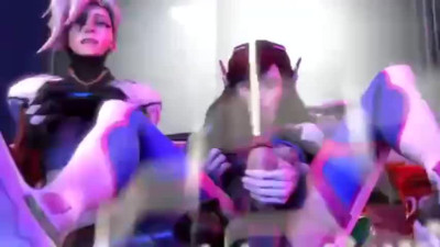 Mercy gives D.VA a blowjob while they game